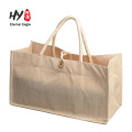 Fashion button design linen jute tote bag